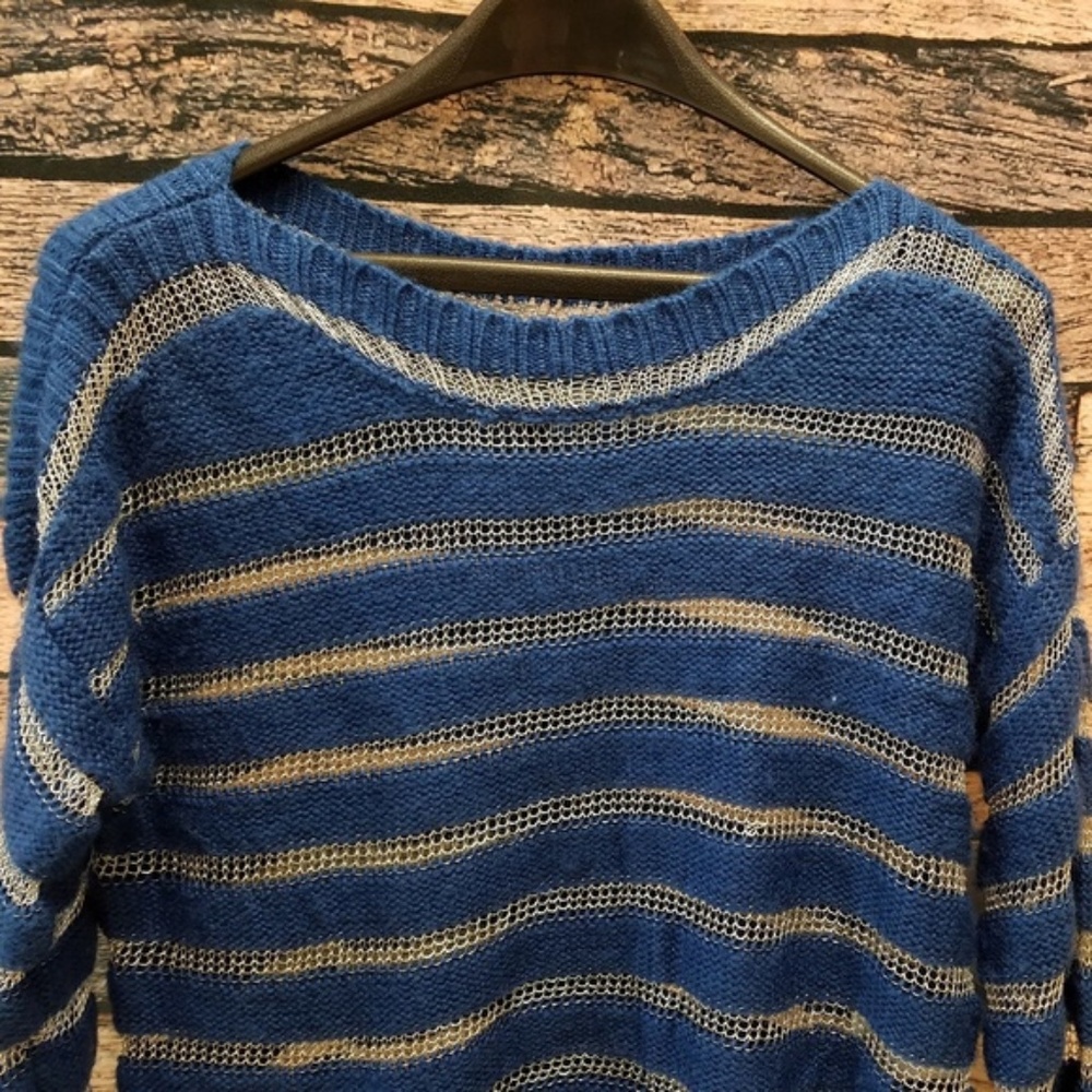 Striped Cobalt Blue and Silver Ashford Sweater